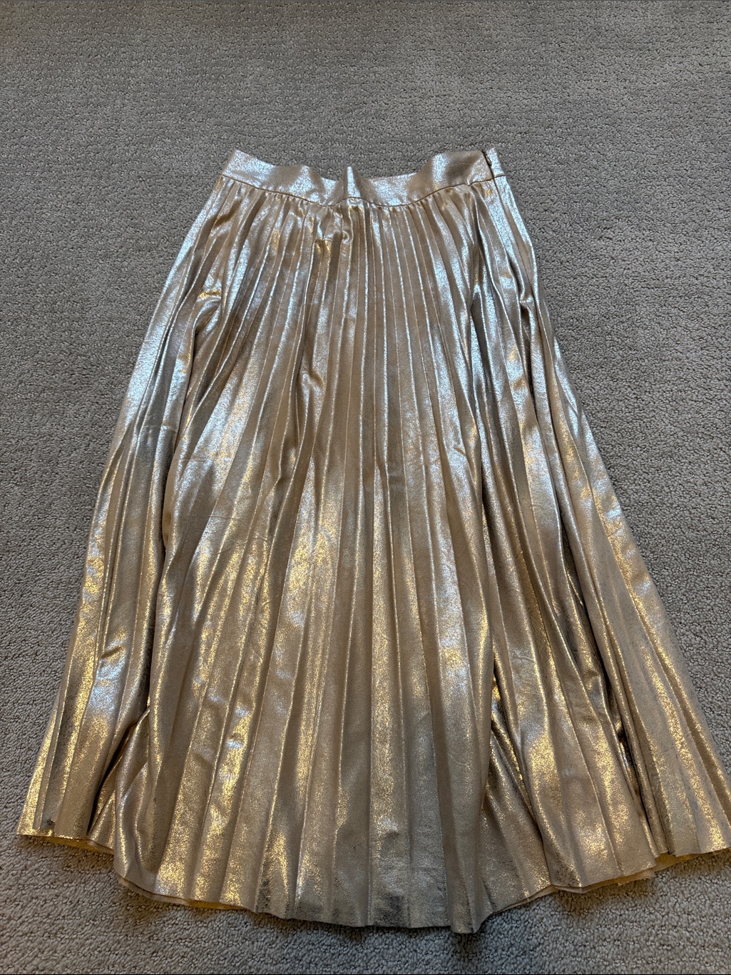 Metallic Pleated Midi Skirt - Zara Small